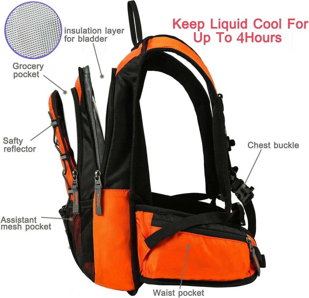 Insulated Hydration Backpack Pack with 2L BPA Free Bladder