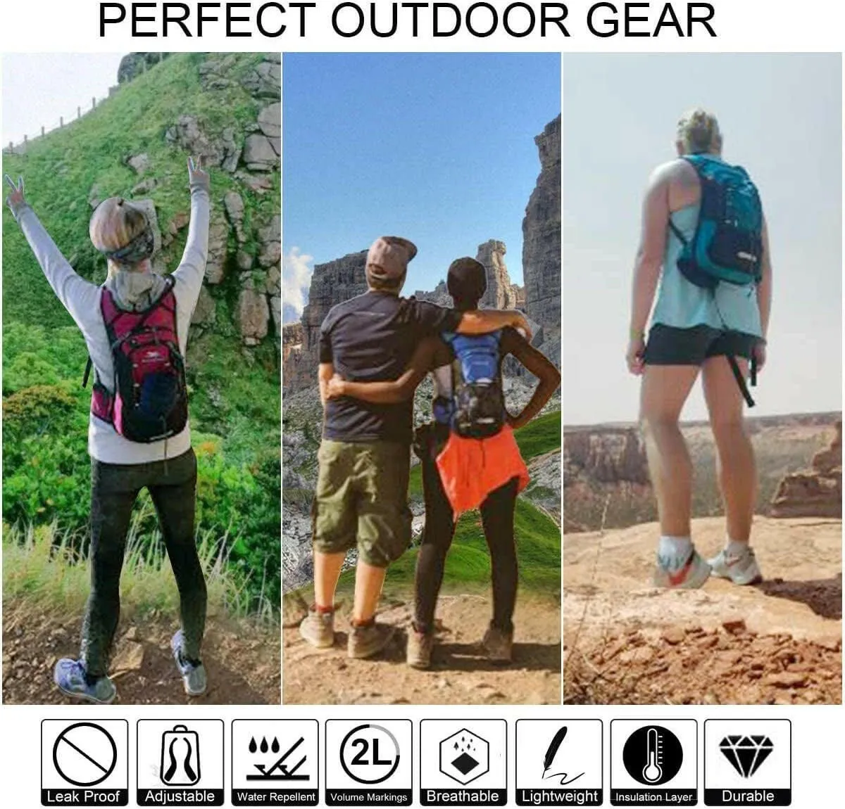 Insulated Hydration Backpack Pack with 2L BPA Free Bladder